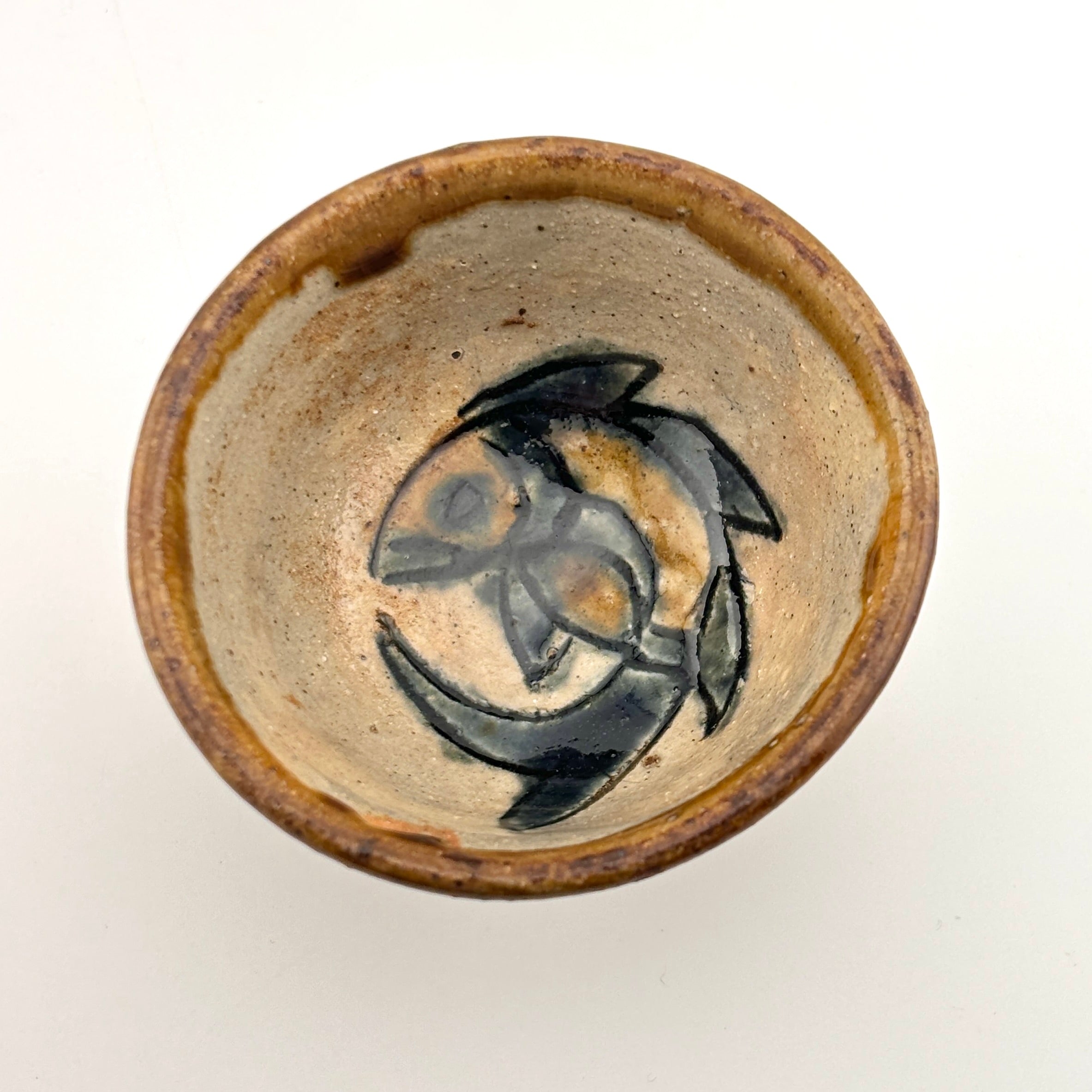 人間国宝金城次郎長男 琉球壺屋焼 登り窯 金城敏男 作 呉須魚文抱瓶