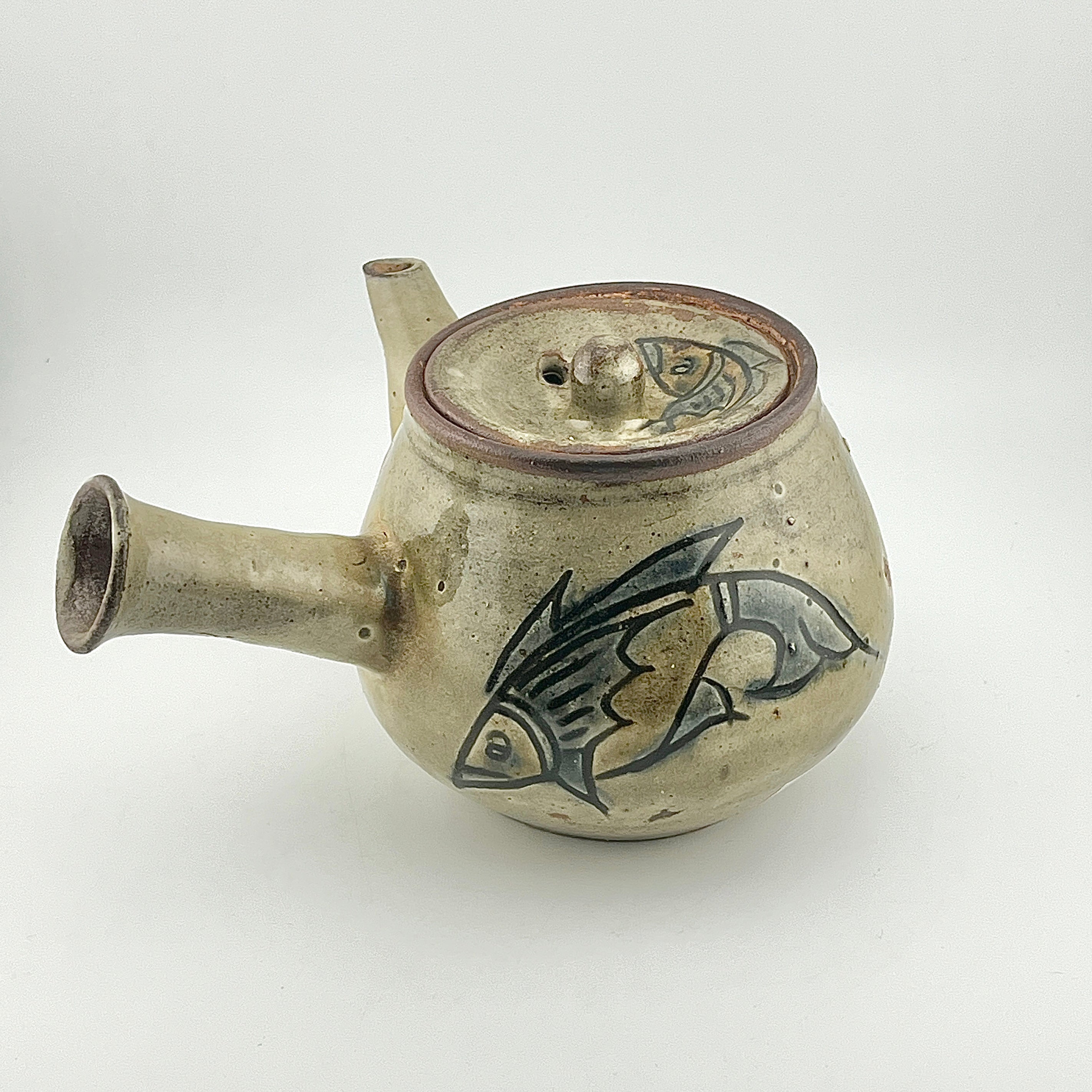 傑作【本物保証】金城次郎 海老文ぐい呑 共箱 栞2 人間国宝 壺屋焼壷屋