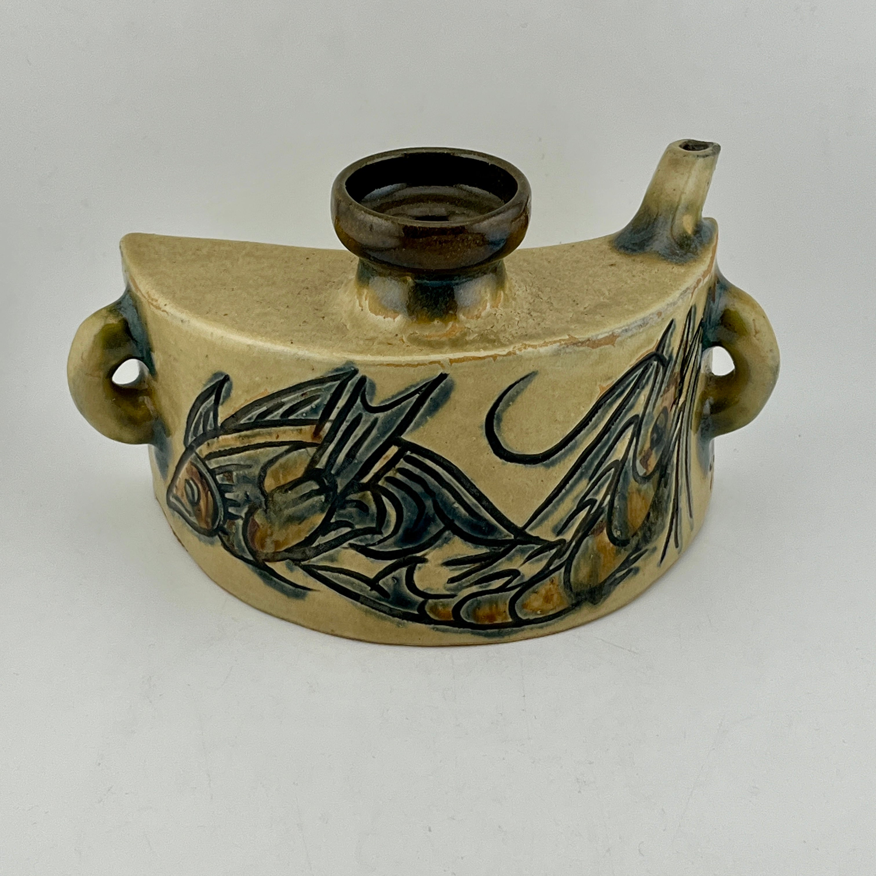 金城次郎 抱瓶 壺屋焼 壺屋焼 人間国宝 金城次郎作 海老魚紋抱瓶 –