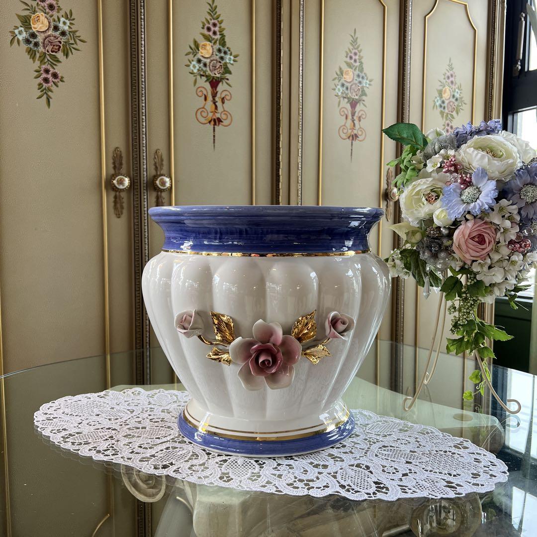 花瓶 陶器 イタリア製 フラワーベースインテリア 陶磁器 壺 オシャレ l