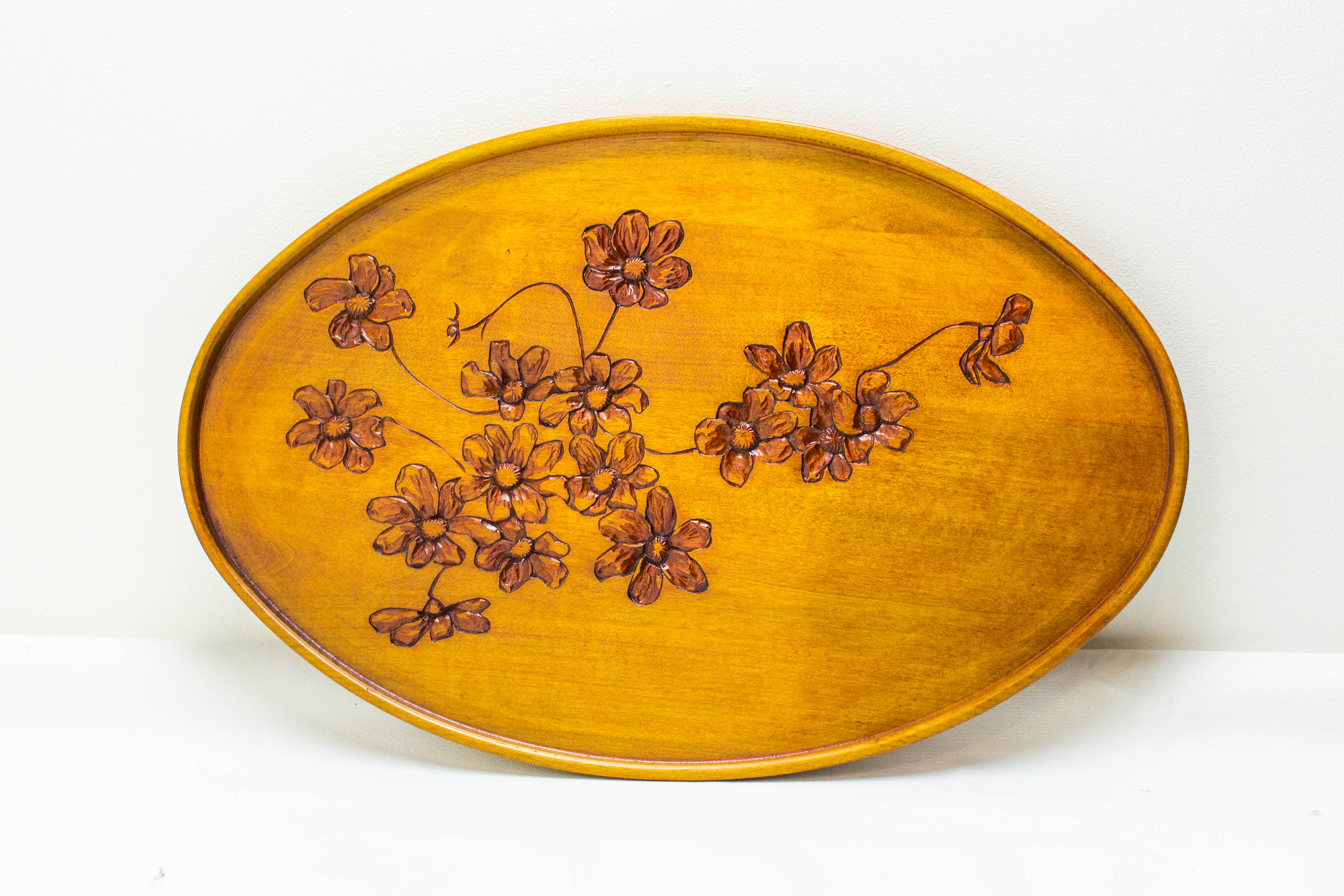 三木章刃物本舗｜楕円盆（野ばら・テッセン・バラ）-お盆・トレー