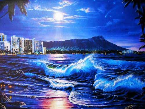 油絵 絵 インテリア アート 海の絵 sea ハワイ ロンハーマン roku 油絵