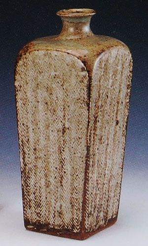 人間国宝 島岡達三 象嵌方壺 共箱 人間国宝 島岡達三 象嵌方壺 共箱