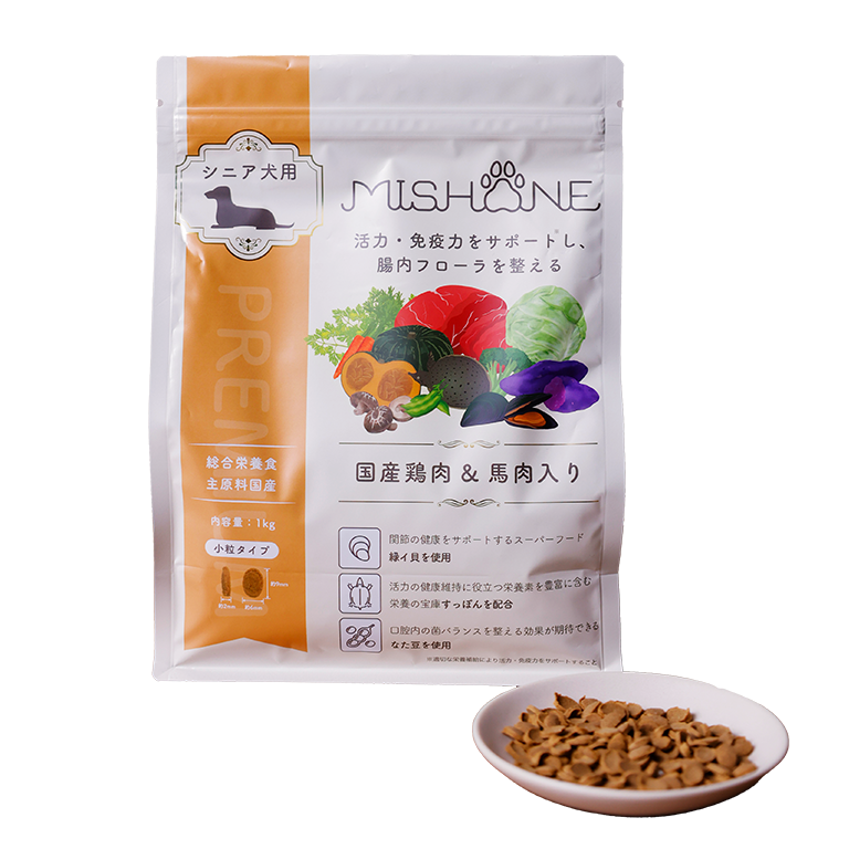 ミシュワン MISHONE シニア犬用ドライフード 国産鶏肉 & 馬肉入 2袋