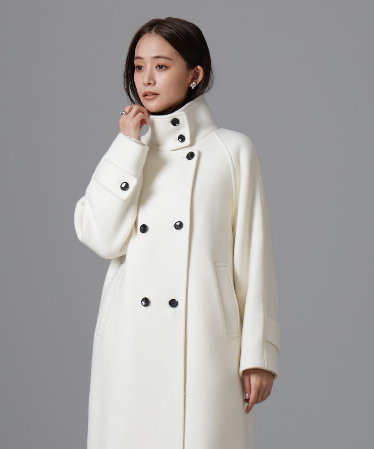 PECOLAMBウールカシミヤスタンドカラーコート | NANO universe（ナノ