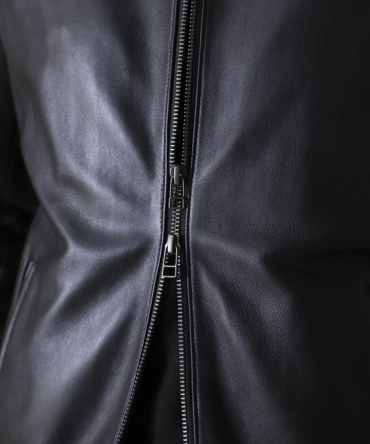 バンドカラーレザーシングルライダースジャケット | NANO universe