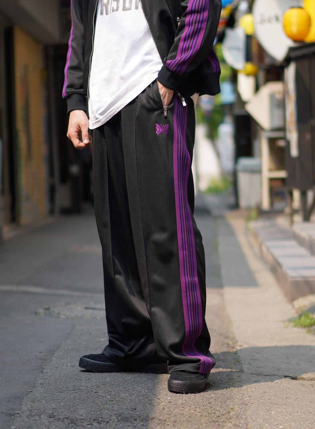 Needles ニードルストラックパンツ コーデュロイ 黒紫 TRACK PANT