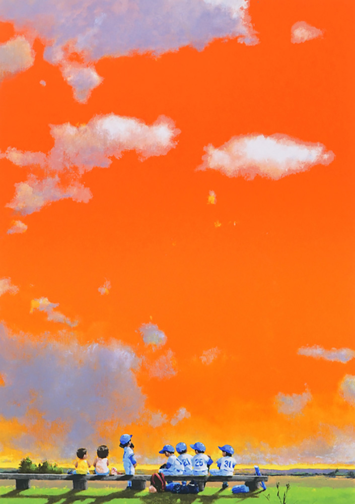 櫻井幸雄 額縁付き複製画 少年野球「遠投」リトルリーグ 桜井幸雄