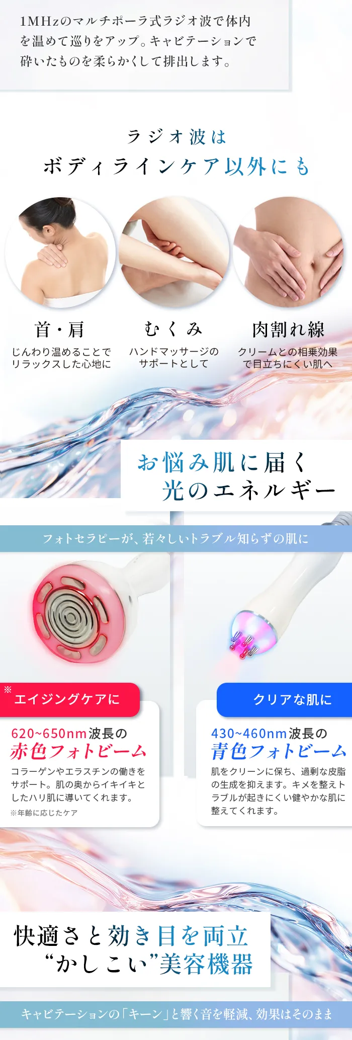 CAVI-R ONE＋|キャビテーション・ラジオ波・LEDでお腹・太ももを