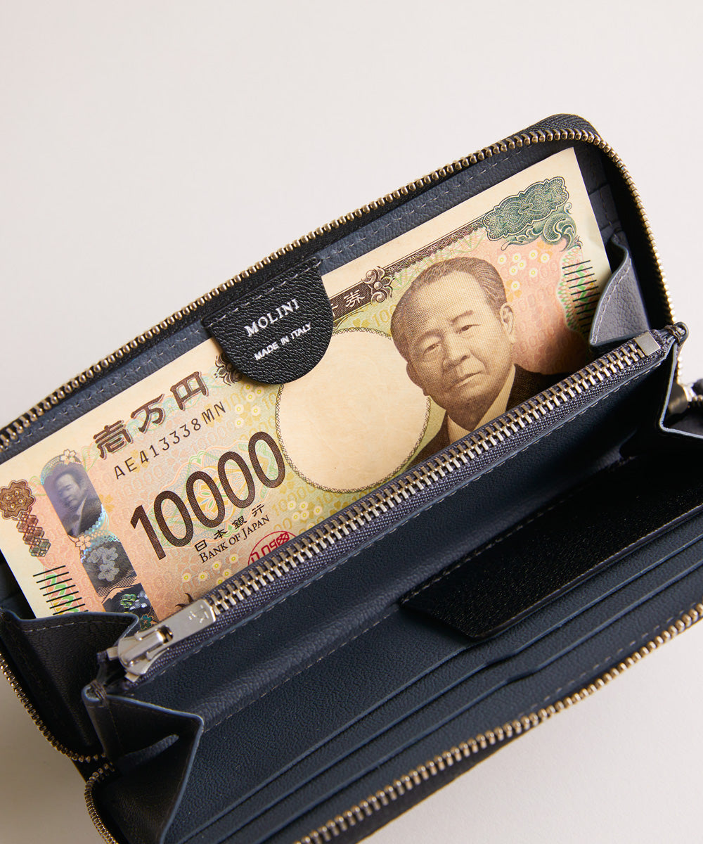 Mini Round Zip Long Wallet - Black × Gray – MOLINI（モリニ