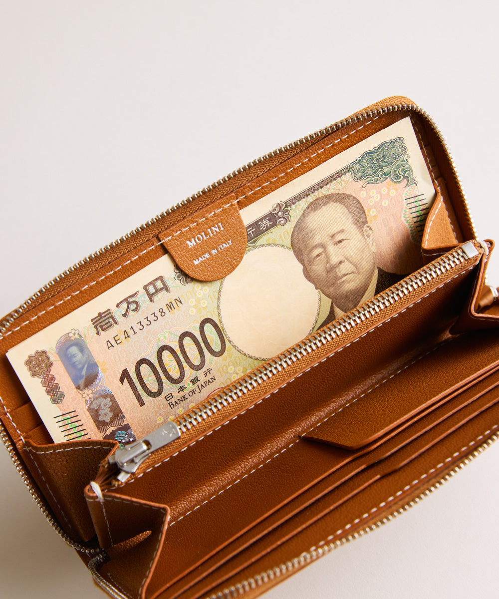 Mini Round Zip Long Wallet - Camel – MOLINI（モリニ）オフィシャル