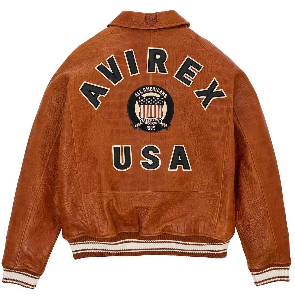 Avirex Croc Commando Brown Leather Jacket - MotoCollection