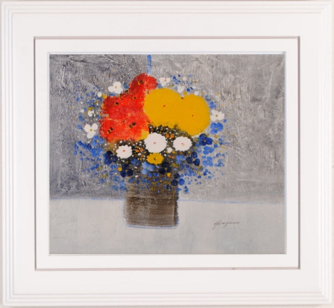 平山講平 油彩 花 の絵 油彩画 岐阜県出身 慶美会会員 花の作品 30号