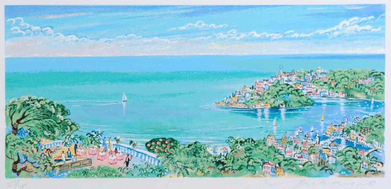 海の絵画をシルクスクリーンの版画で制作した平野琳人の海の絵