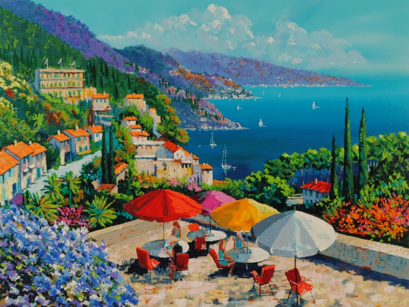 ケリーハーレム 地中海の午後 シルクスクリーン □ケリー・ハーレム