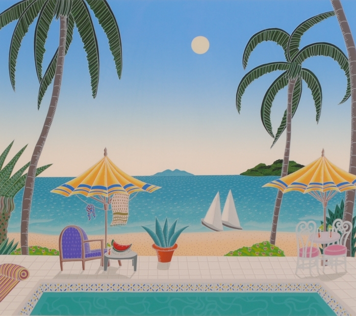 海の絵をシルクスクリーンの版画で制作したトーマス・マックナイトの海