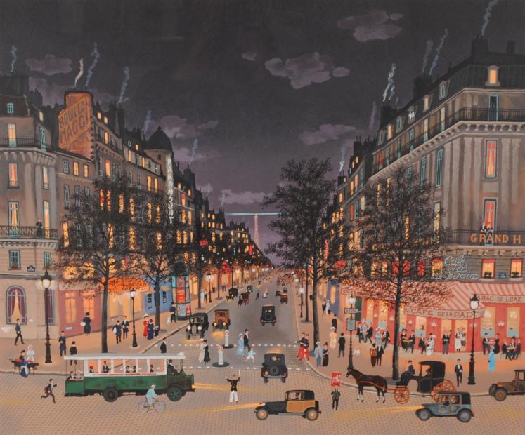 シルクスクリーンの版画でミッシェル・ドラクロワが制作したパリの絵