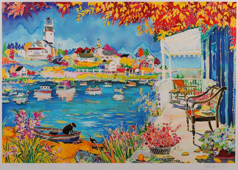 海の絵画をシルクスクリーンの版画で制作したジェニファー・マークスの