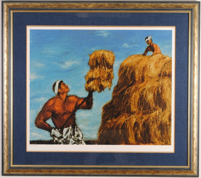 福山小夜 「高倉健の世界」版画 シルクスクリーン 黄金の服 大型 額装