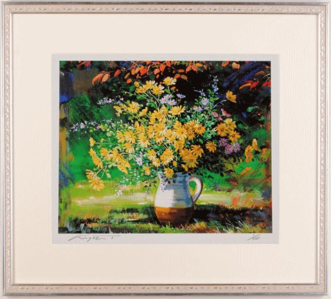 花の絵画をジークレーの版画で制作した田中清の花の絵「秋色光彩」をご購入