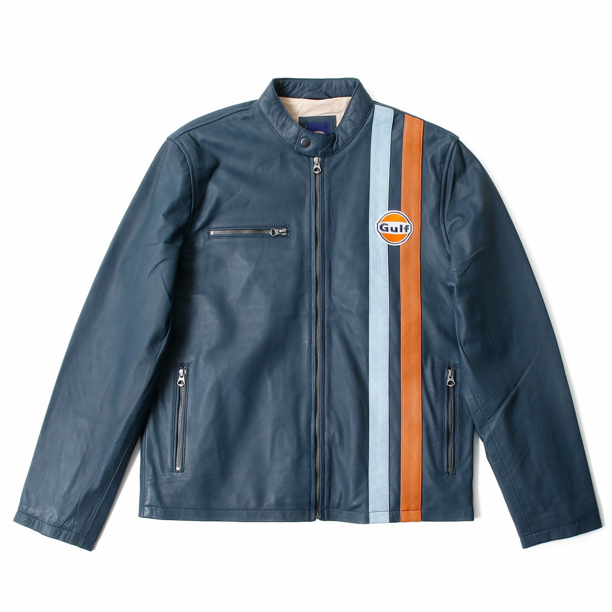 DAKOTA/GULF レザージャケット レーシングストライプ付き