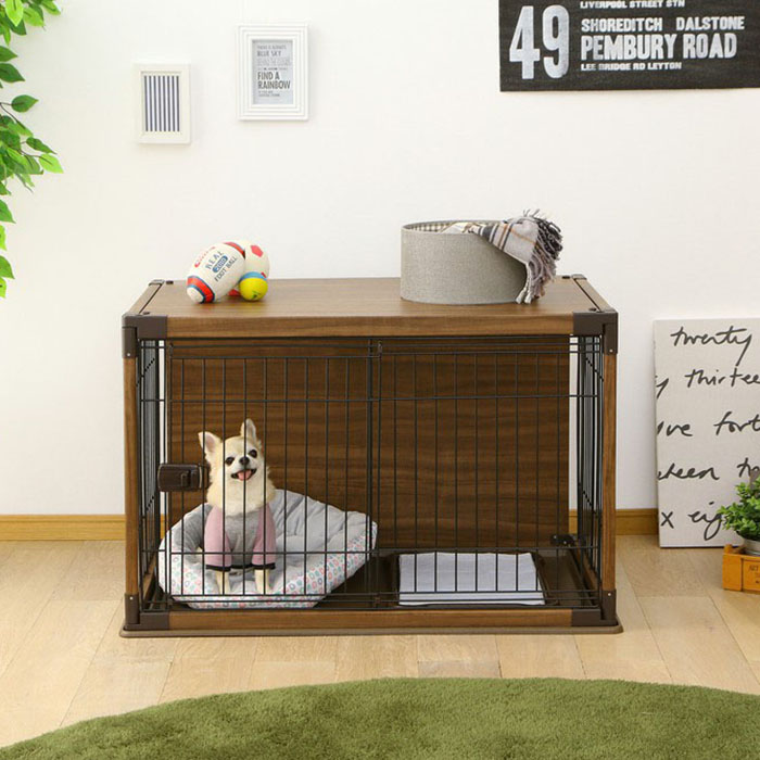 ペット用ケージ インテリアウッディサークル 97.5×66.5×63.5cm ダーク