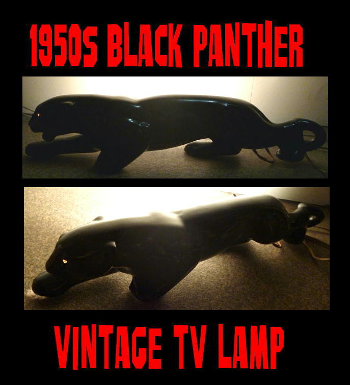 Black Panther ブラック パンサー 黒豹 TV ランプ 置物 50'sVintage - A