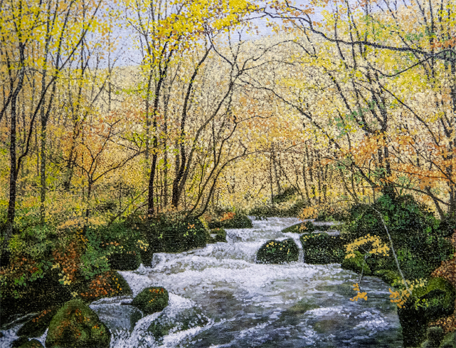 厳冬の朝陽」2005 F15 絵画 油絵 油彩画 燧ヶ岳 尾瀬ヶ原 厳冬の朝陽