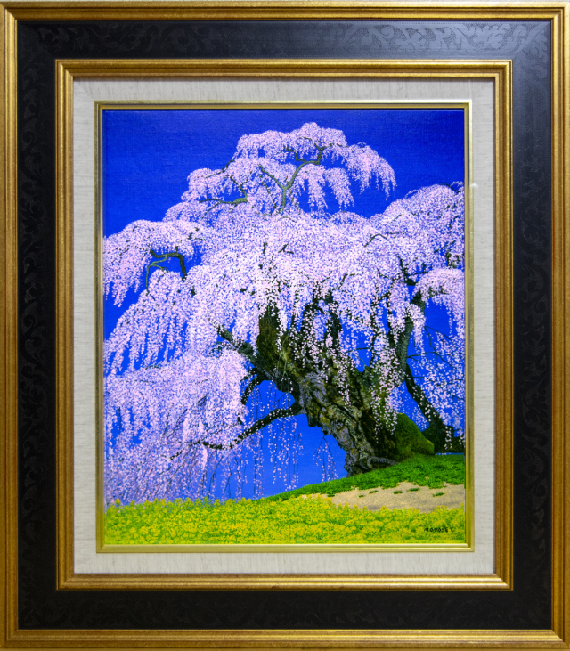 三春滝桜」油絵F8 百瀬太虚 (福島県三春町 日本三大桜
