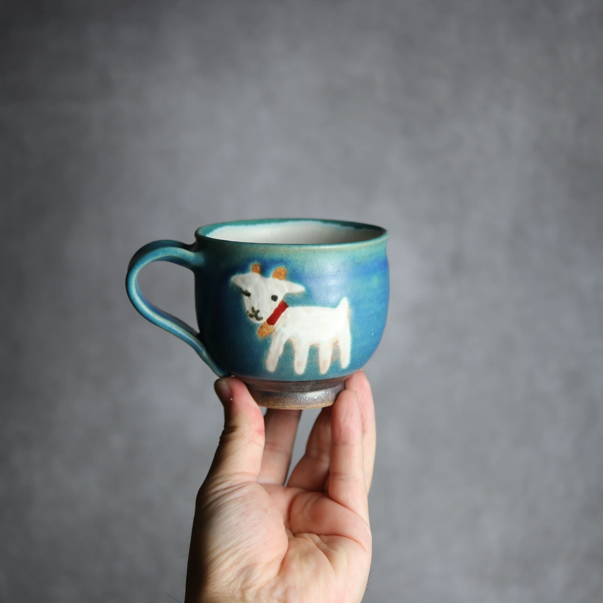 丸マグ ヤギ2 やちむん 陶器 atelier qucchane｜atelier qucchane