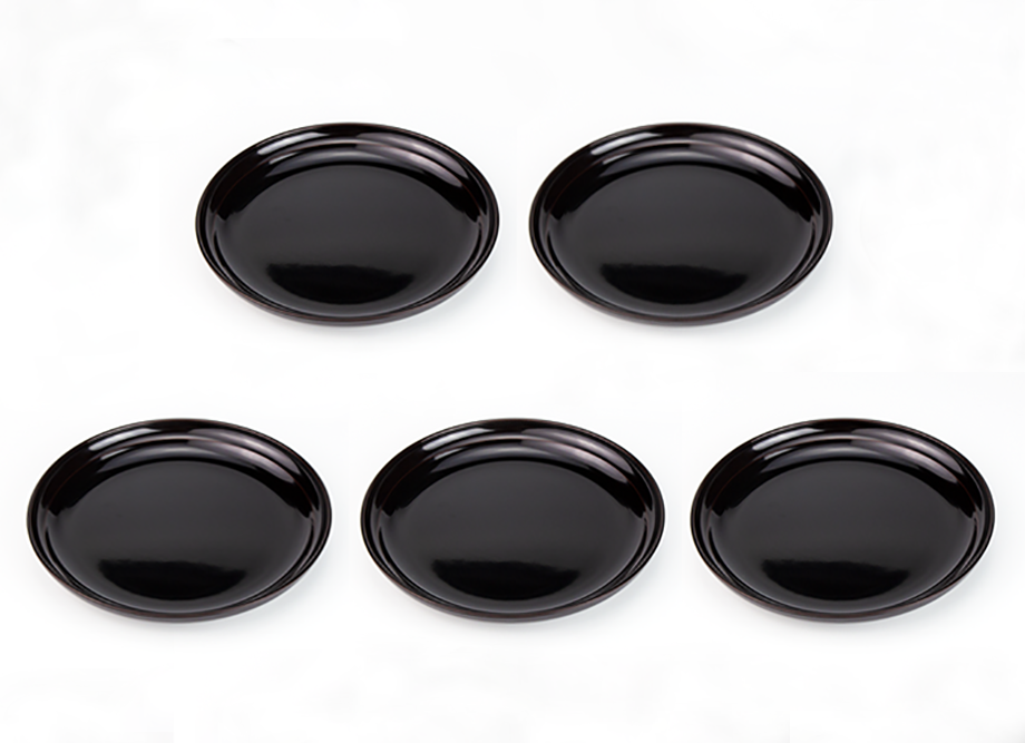 越前漆器】越路 銘々皿セット 5.0 溜［5枚］〜名入れ可〜 - 日本製高級