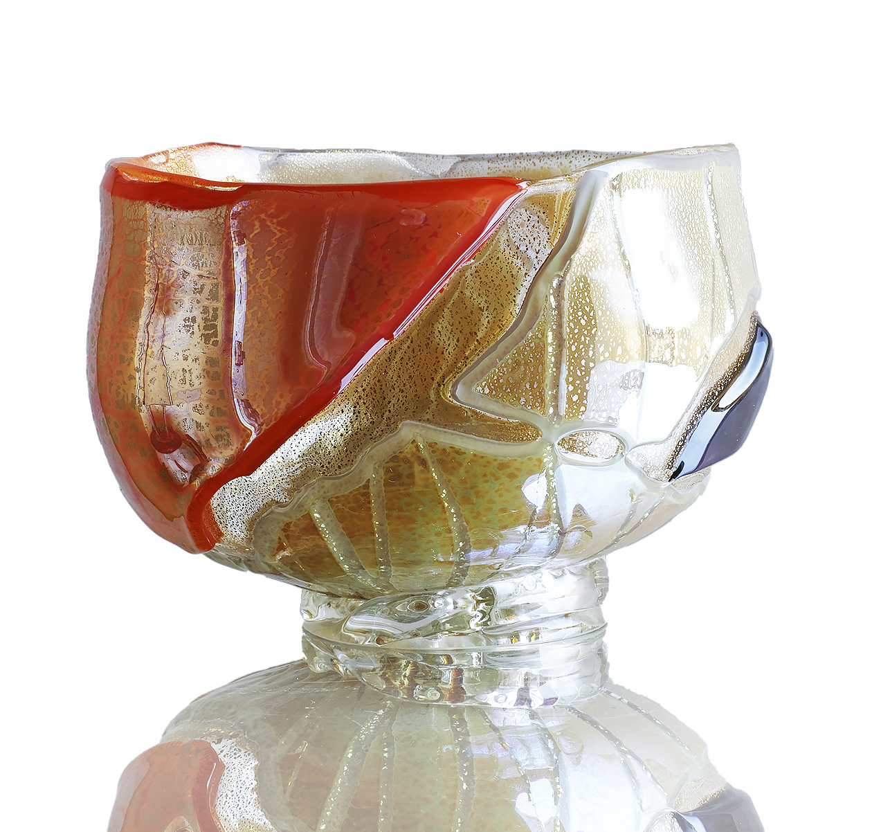 資産に☆西中千人 ☆脚付き☆ 瀟洒な器 ガラス工芸品 作家物 一般社団