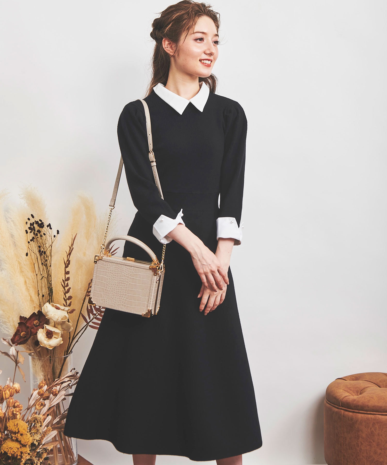 カラーデザインカフスニットワンピ | ニットワンピース | NOELA