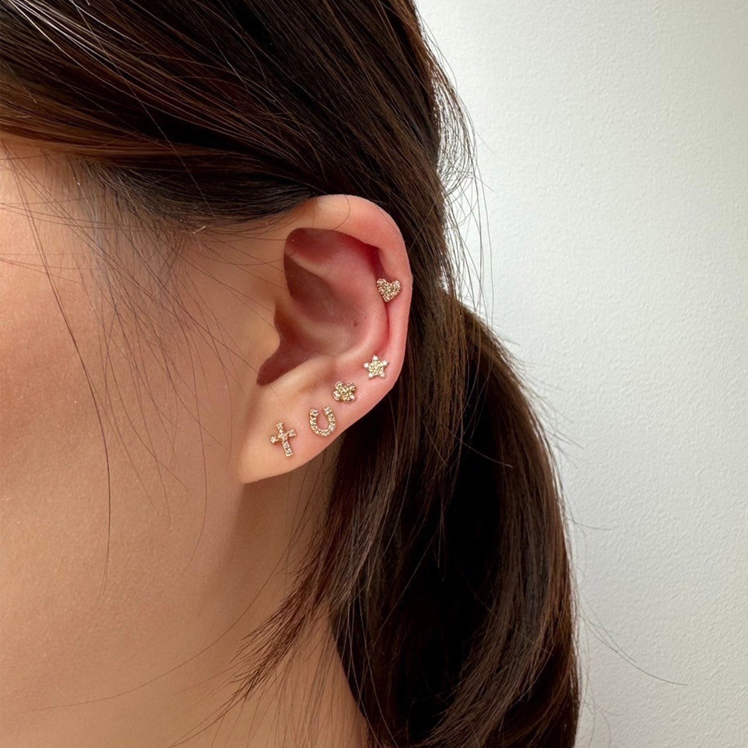 Tiny Motif】K10ダイヤモンドハートピアス（0.03ct）｜ピアス