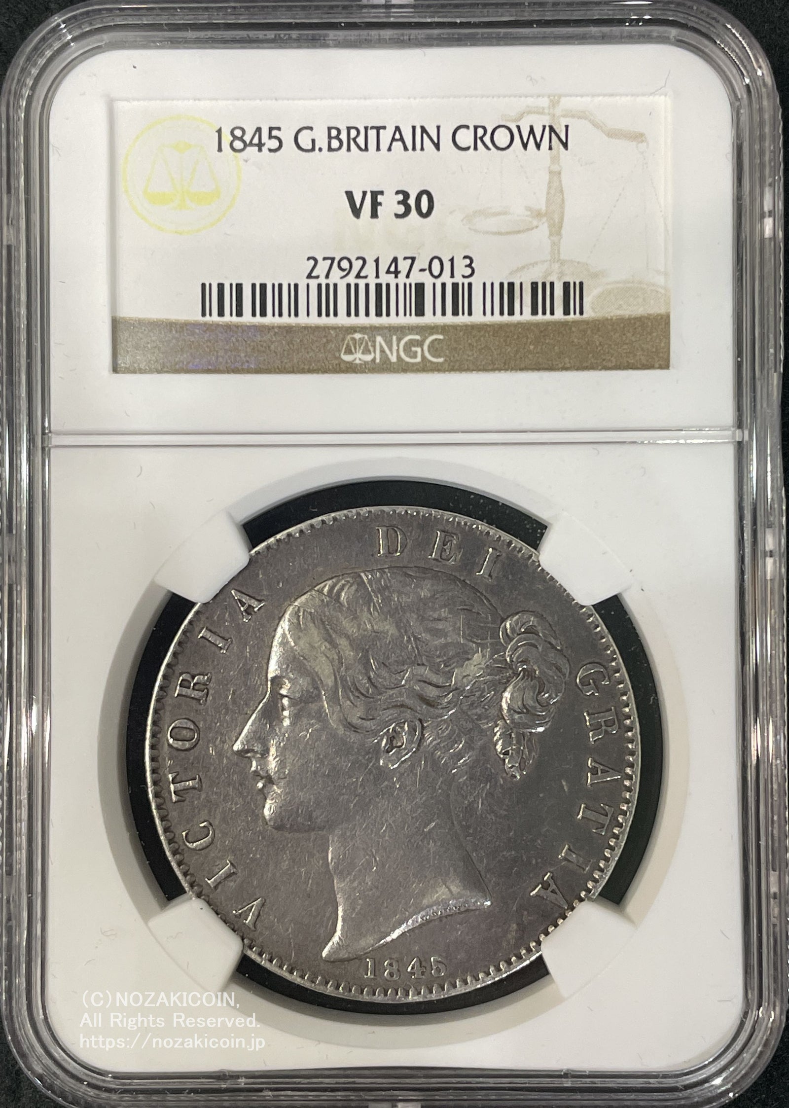 ハーフクラウン銀貨（1846年）ヴィクトリア女王ヤングヘッド（NGC VF）