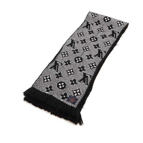 ルイ・ヴィトン LOUIS VUITTON モノグラム マフラー ブラック×シルバー