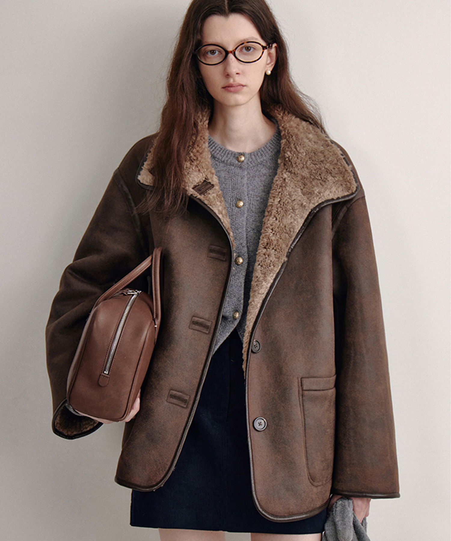 ムートンジャケットダークブラウン