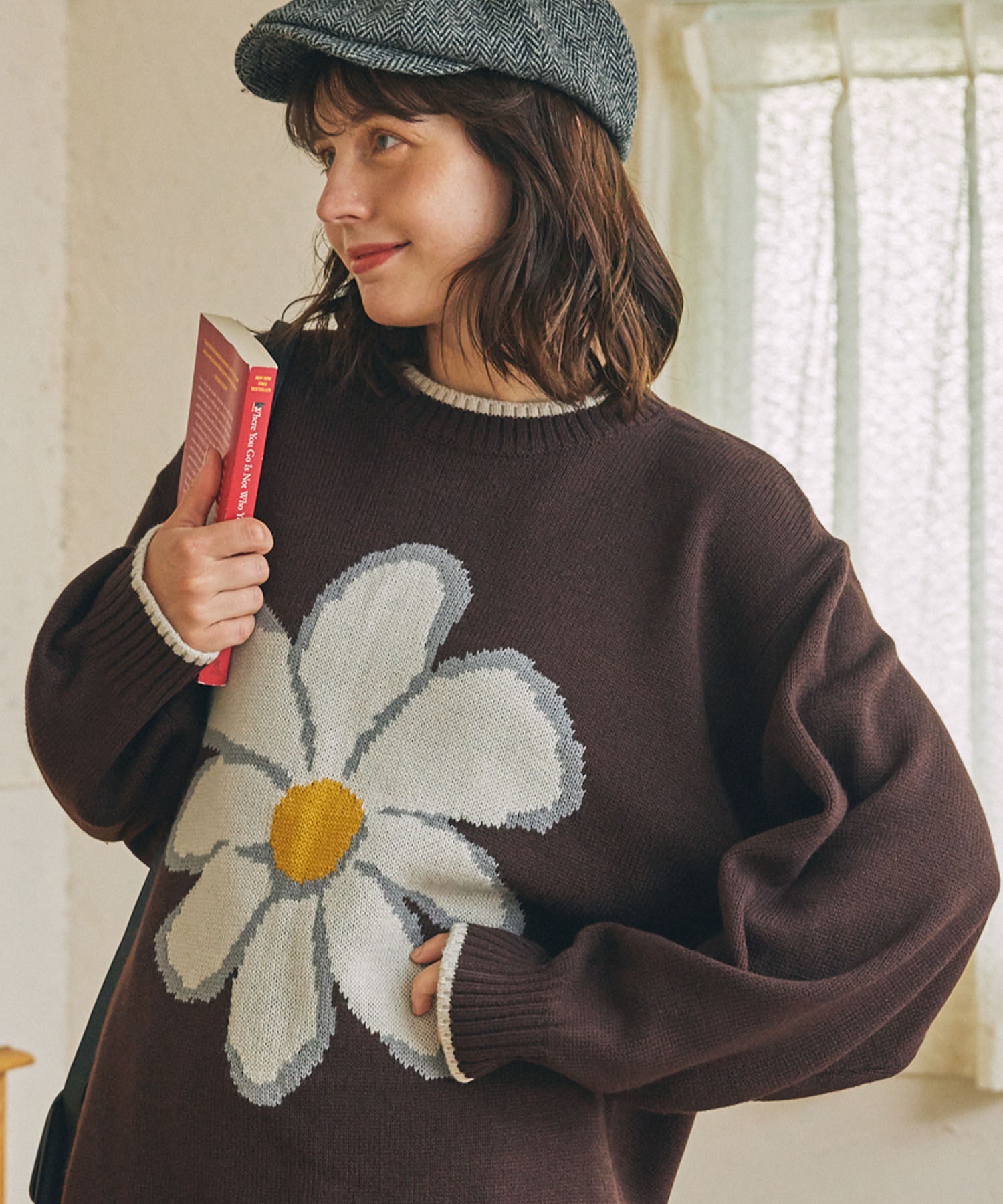 フラワージャガードニットプルオーバー MONO-MART LADY'S│MONO-MART