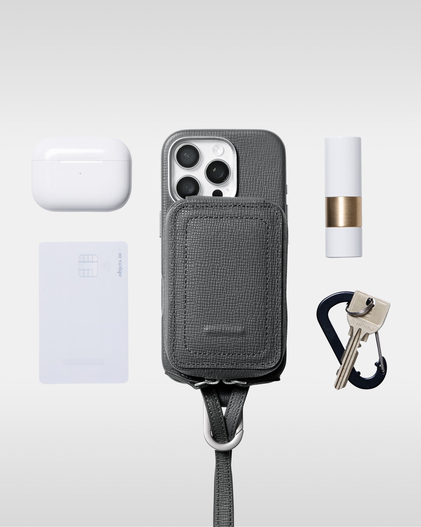 レザー製 iPhoneケース セット / 長さ調節可能 ストラップ付