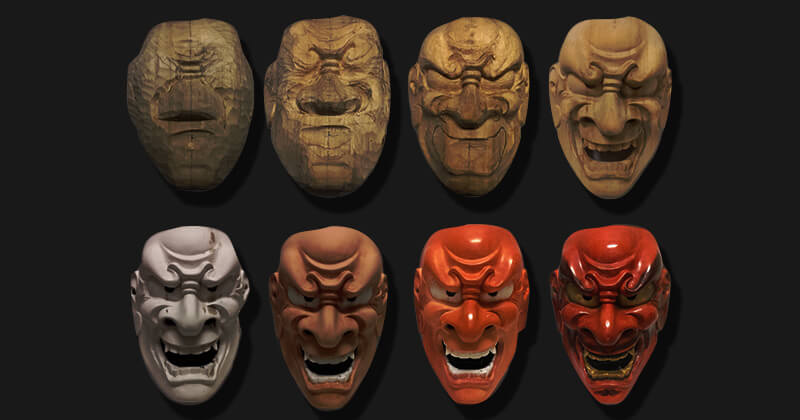 伝統的な日本の木製仮面 お面 能面 能における「鬼」の存在と