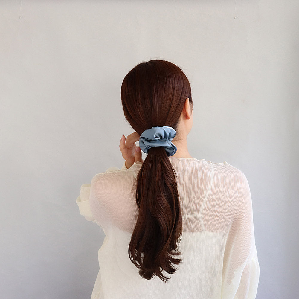 シュシュ chouchou pouch ファスナー ポーチ付き サテン カラー