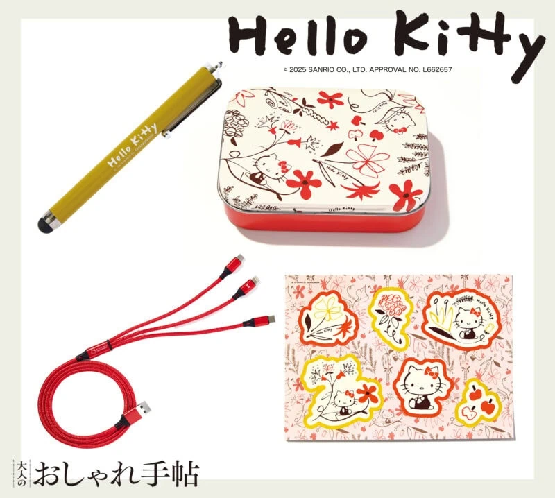 雑誌付録】キティちゃんの120cm充電ケーブルとタッチペンでデジタル