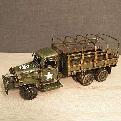ブリキのおもちゃ車 アメリカ軍用トラック(Mサイズ) , 大人の