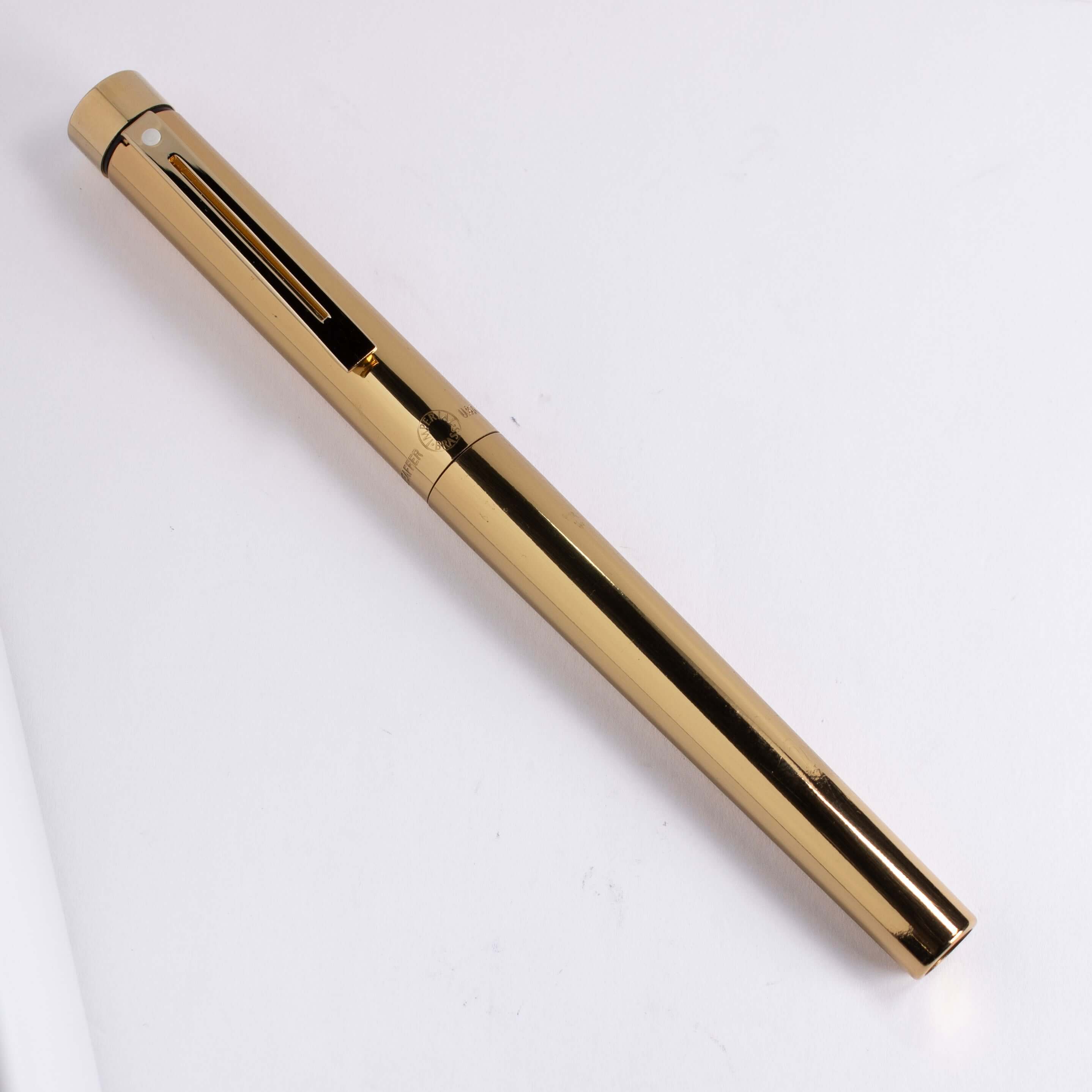 Sheaffer Targa Fountain Pen Model 1020, Imperial Brass, 14K inlaid