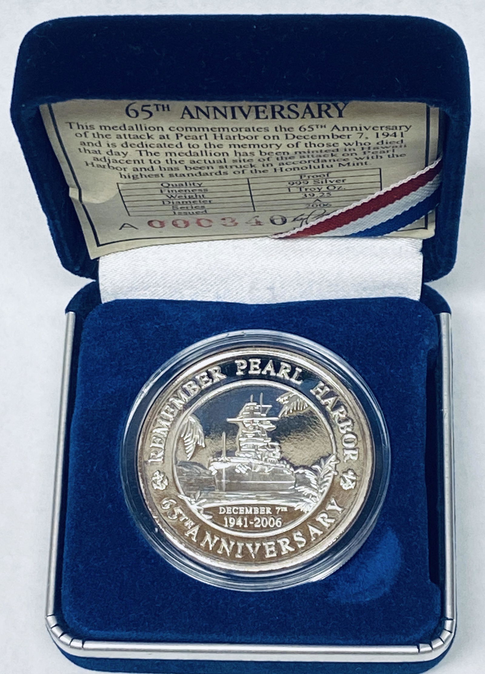 PEARL HARBOR 銀貨 65th anniversary 2006 2006 Pearl Harbor 65th
