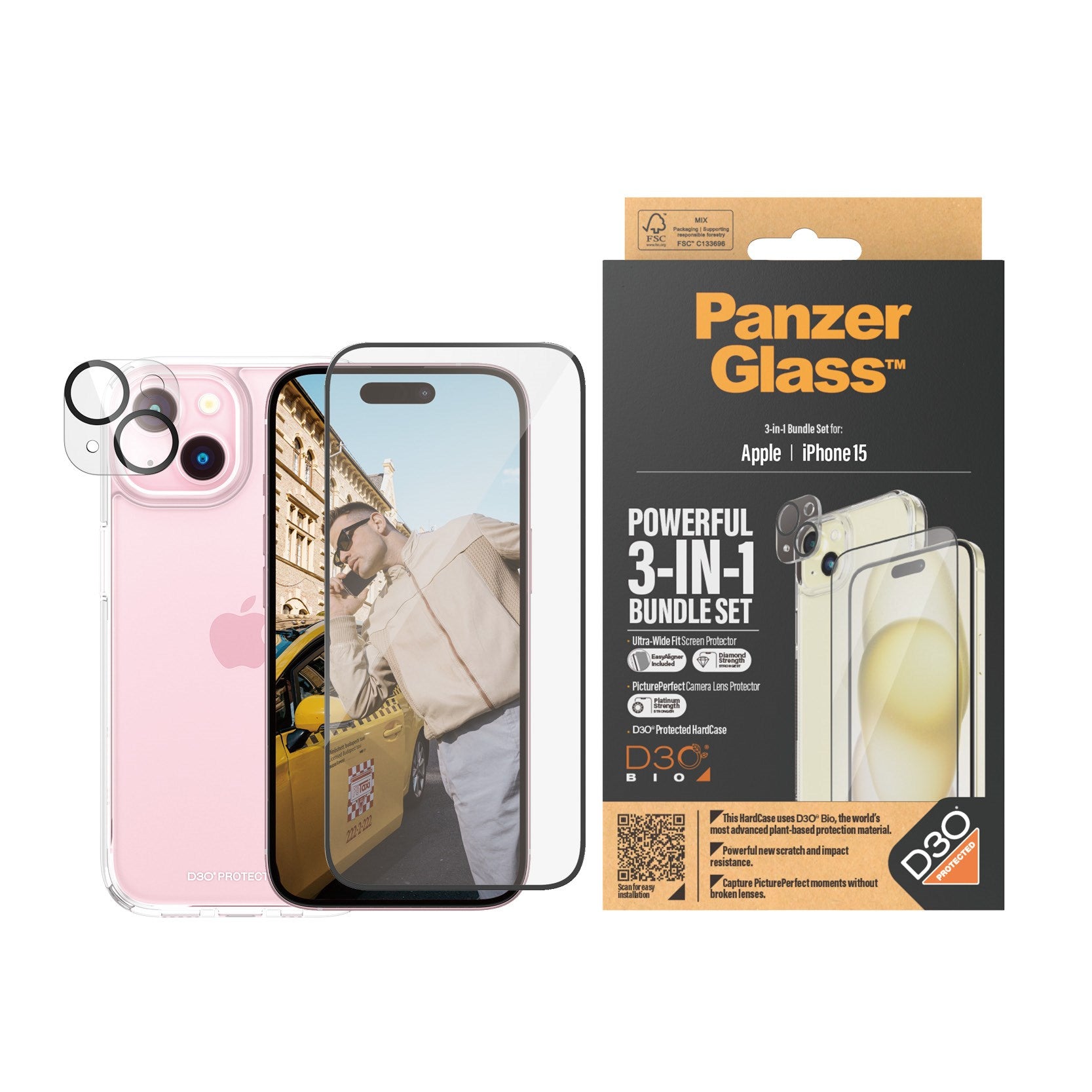 PanzerGlass® 3-in-1 Bundle iPhone 15