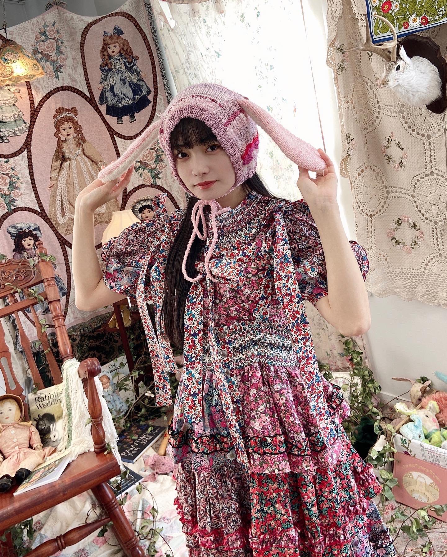 rurumu: ウサギ耳ニット帽 ピンク 縷縷夢兎 ルルムウ rurumu うさ耳