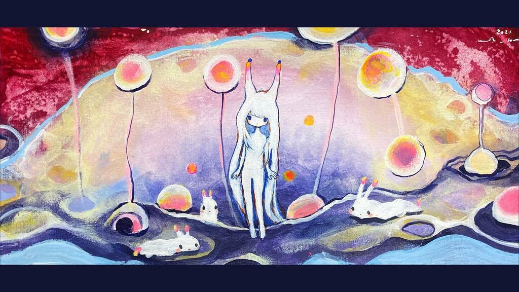 si_ku 黄菊しーく painting 原画 18×23cm(額縁含む) si_ku 黄菊しーく