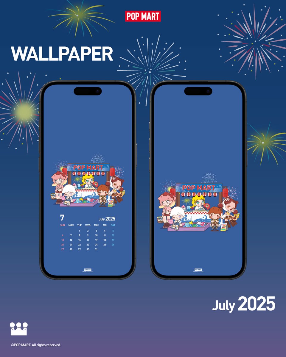 2025年7月のカレンダーと画像を配布します！ ぜひ待ち受け画面にしてね