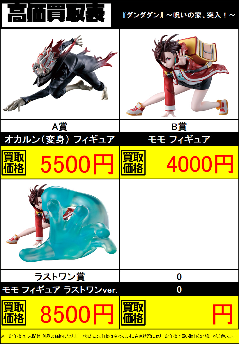 本日発売の一番くじ ダンダダン 呪いの家、突入！ フィギュア高価買取